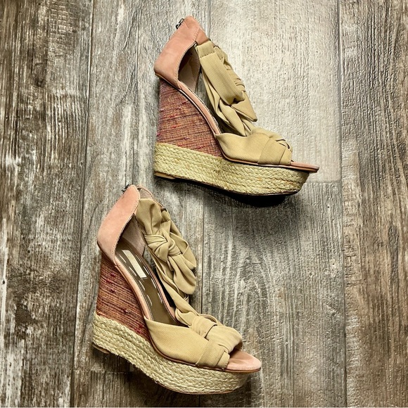 RACHEL Rachel Roy Tan and Pink Wedge Sandals Size 7 - Picture 11 of 12